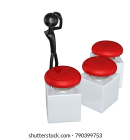 The Original 3D Character Illustration With A Button