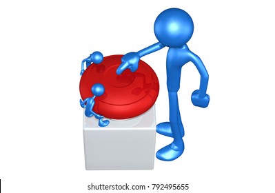 The Original 3D Character Illustration With A Button