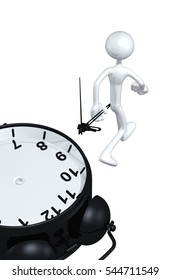 The Original 3D Character Illustration Pulling The Hands Off A Clock