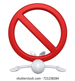 The Original 3D Character Illustration Squashed By A No Symbol