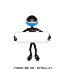 The Original 3D Character Illustration Wearing A Mixed Reality Headset With A Blank Sign - Shutterstock ID 1040862184