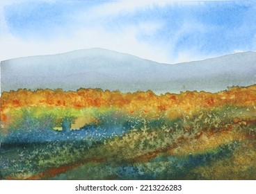 An Original Abstract Landscape Watercolor Painting.