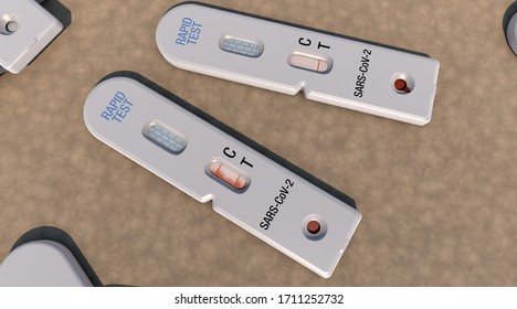 Original Art Concept Of Defective. Imprecise Or Faulty Test Rapid Test For COVID-19 Sars-cov-2. 3D Rendering.