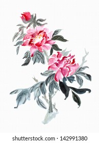 Original Art Watercolor Painting Flowers Traditional Stock Illustration ...