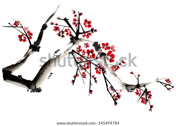 Original Art Watercolor Painting Tree Branch Stock Illustration ...