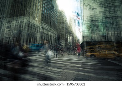 Original Artist Graphic New York City Street Scene Photo Manipulation	