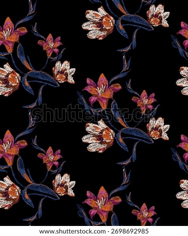 Original fabric print pattern made with brush work heralds spring
