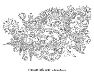 Hand Draw Line Art Ornate Flower Stock Vector (Royalty Free) 82791784 ...