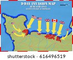 Original hand drawn map. Extent of allied control at mid night. D-Day Invasion of Normandy, France. Allies invaded German occupied Europe. 6th June 1944