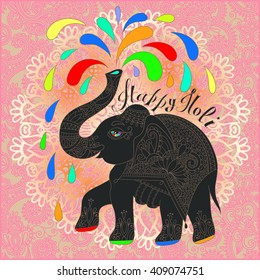 Original Happy Holi Design Elephant On Stock Illustration 409074751 ...