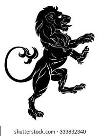 Original Illustration Rampant Lion Such Crest Stock Illustration 