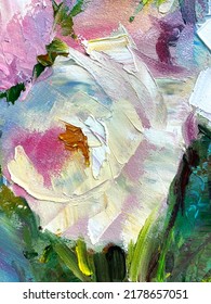 Original Oil Painting. Abstract Flowers. Blooming Peonies. Convex Strokes. Textured Painting. Interior Painting. Wall Art.