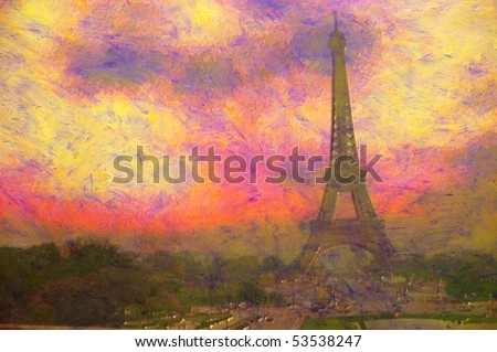 original oil painting of effiel tower paris