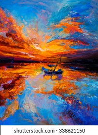 Original Oil Painting On Canvas Sky Stock Illustration 502432945 ...