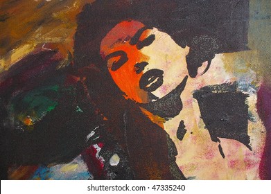 original oil painting on canvas for giclee, background or concept.pop portrait of womans face - Powered by Shutterstock