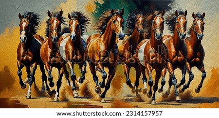 Original oil painting on canvas. Running horses-Modern impressionism
