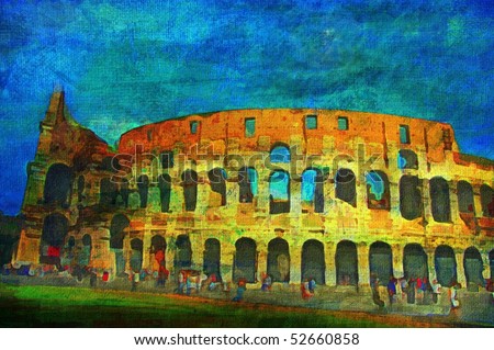 original oil painting of the roman colosseum