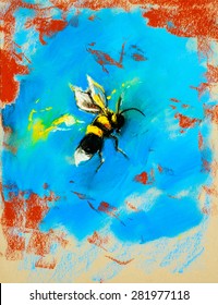 Original Pastel Painting On Cardboard Hornet Stock Illustration ...