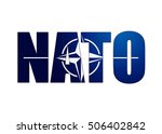 Original and simple North Atlantic Treaty Organization (NATO) flag. Big letters isolated on white illustration.