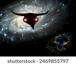 Originally created in 2008. Illustration depicting the zodiac symbol of Taurus. Background is public domain image from NASA Hubble Telescope. No property release needed. Not AI generated.
