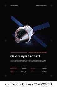 Orion Module Spacecraft 3D Illustration Poster