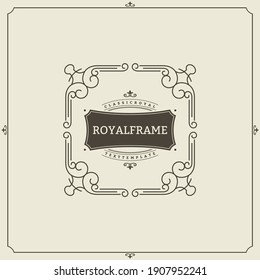 Ornament Design Invitation Template. Flourishes Calligraphic Vintage Frame. Good For Luxury, Boutique Brand, Wedding Shop, Hotel Sign