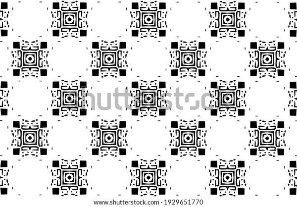 Ornament with elements of black and white colors. Geometric wallpaper mural design. 