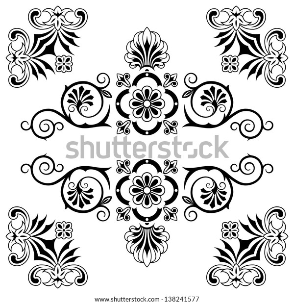 Ornament
floral design elements composition with
swirls