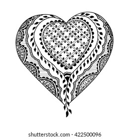 Ornamental Heart Indian Mehndi Style Stock Illustration 422500096 ...