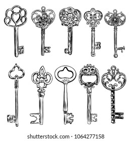 Big Set Retro Keys Vintage Style Stock Vector (Royalty Free) 776754355 ...