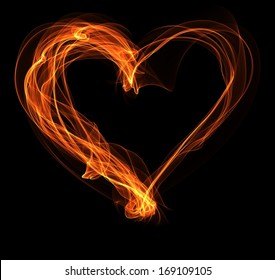 Ornate fire heart illustration, fire png. Fiery heart on black - Powered by Shutterstock