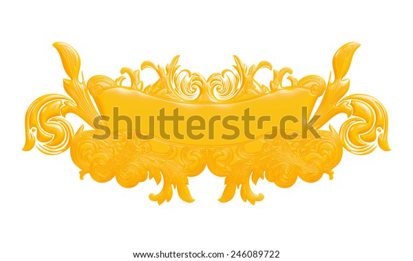 Ornate\
frame and scroll element on white\
background.