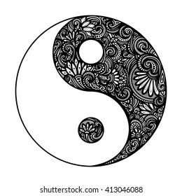 Ornate Yin Yang Symbol Beautiful Decorative Stock Illustration ...