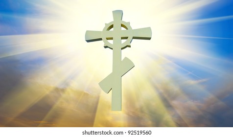 Orthodox Cross Light Heaven Stock Illustration 92519560