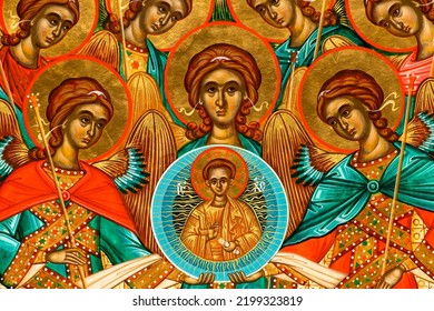 Orthodox Icon Depicting Synaxis Holy Archangels Stock Illustration ...