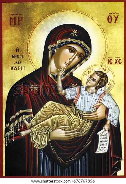 Orthodoxe Ikone Der Mutter Gottes Maria Stockillustration