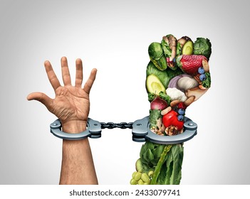 Orthorexia Nervosa Food Obsession and obsessed with Healthy eating concept or addicted to health food symbol as an extreme eating habit of consuming only certain foods with 3D illustration elements. - Powered by Shutterstock