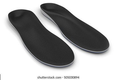 Orthotics - custom made shoe inserts isolated on white. 3D rendering