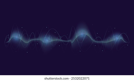 oscillating wave in green and blue gradient colorful music signal voice recognition technology assistant audio art