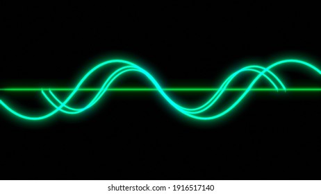 Oscilloscope green curve lines electronic waves 3d render