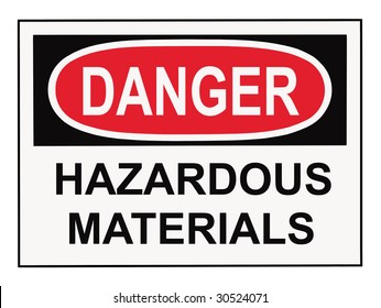 OSHA Danger Hazardous Materials Warning Sign Isolated On White