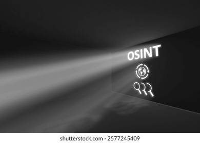 OSINT rays volume light concept 3d illustration