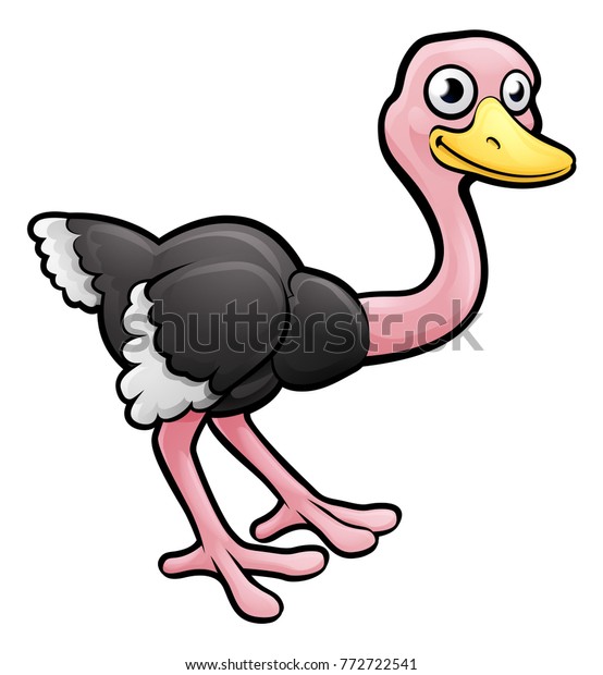 Ostrich Bird Safari Animals Cartoon Character Stock Illustration ...