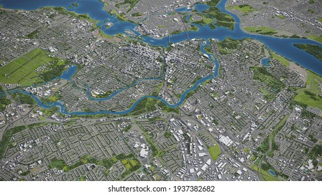 Ottawa 3D City Model Aerial Rendering