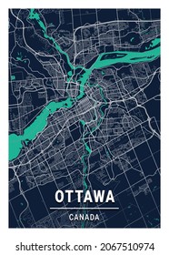 Ottawa Blue Dark City Map