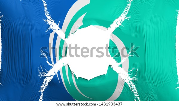 Ottawa, capital of Canada flag with a hole,\
white background, 3d\
rendering