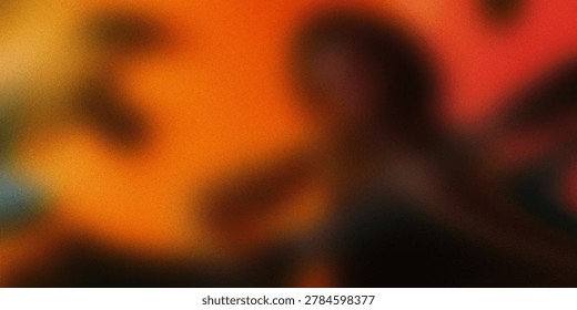 Out of focus light patterns in warm amber tones, mysterious dark shadows blending with glowing orange hues, high grain aesthetic for cinematic visual arts and creative web backgrounds.