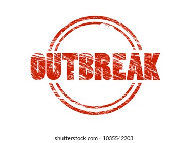 Outbreak Red Vintage Rubber Stamp Isolated On White Background