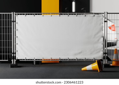 Outdoor advertising fence banner mockup. 3D rendering - Powered by Shutterstock