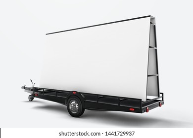 Outdoor Advertising Signs On Trailer Mockup. 3D Rendering 